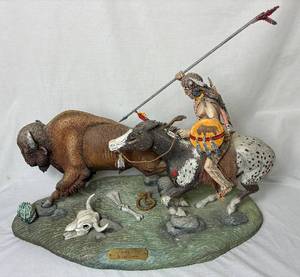 lot 373 image: The Buffalo Hunt by Leo Slawski Sculpture