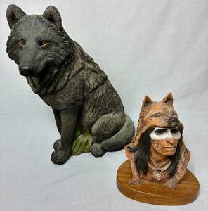 lot 372 image: Leads the Wolf Statue Ltd. Edition by Neil J Rose 10133500 and Sandicast Black Wolf Statue