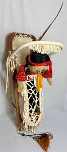 lot 349 image: Native American Papoose Holder made of White Doeskin with Doll