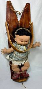 lot 350 image: Wood Papoose Holder with Doll