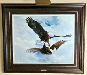 lot 8 image: Courtship Flight Bald Eagle Print by Mario F Fernandez Signed  Numbered 275580