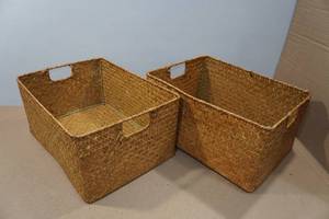 lot 35 image: 2 Woven Storage Bins - 16x12x7