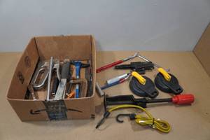 lot 111 image: Assorted Tools - Stapler, Clamps, Crow Bar