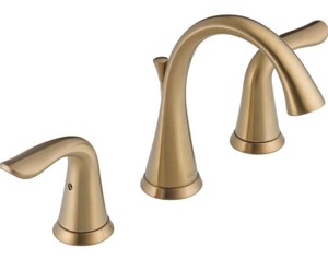 lot 28 image: 2 Double Handle Widespread Lavatory Faucets - Brushed Gold