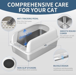 lot 29 image: 2-Pack of Prodigen XL Stainless Steel Cat Litter Box with Lid