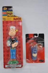 lot 11 image: Vintage Batman & Robin Keychain and Popeye Doodle Dudes