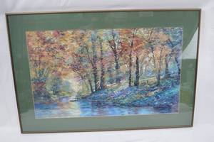 lot 32 image: Framed River Landscape Wall Art