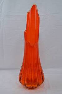 Vintage Orange Viking Swung Ribbed Vase