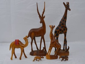lot 79 image: African Hand-Carved Animals