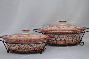 lot 173 image: Temptations by Tara Oval Casserole Dishes in Old World Pink
