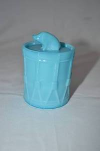 lot 201 image: Antique Portieux Vallerysthal Pig on Drum Blue Opaline
