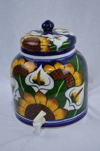 lot 202 image: Large Ceramic Sunflower Drink Dispenser