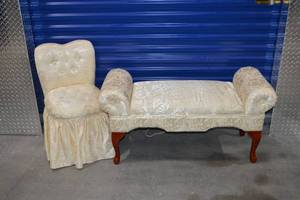 lot 203 image: Upholstered Storage Bench and Vanity Chair