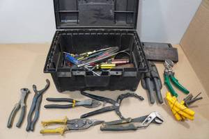lot 137 image: Box with Assorted Tools - Some Craftsman