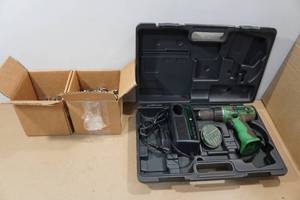 lot 138 image: Hitachi Cordless Drill and Clamps
