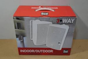 lot 145 image: Dual 3 Way IndoorOutdoor Speakers