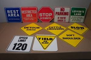 lot 159 image: Assorted Cardboard Novelty Signs