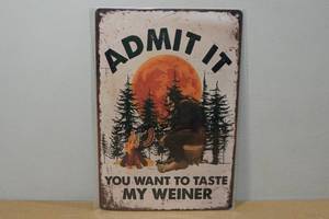 lot 166 image: Novelty Metal Sign - Sasquatch Taste My Weiner