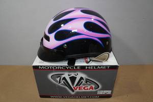 lot 175 image: Vega Large Motorcycle Helmet- Pink Flames