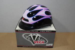 lot 176 image: Vega Small Motorcycle Helmet- Pink Flames