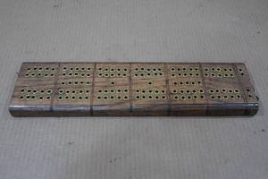 lot 182 image: Handmade Cribbage Board with Brass Inserts