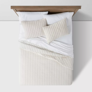 lot 65 image: King Size Channel Stitch Velvet Quilt - Threshold