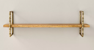 lot 110 image: Turned Brass and Wood Wall Shelf - Hearth & Hand