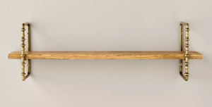 lot 112 image: Turned Brass and Wood Wall Shelf - Hearth & Hand
