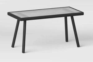 lot 115 image: Glass Rectangle Outdoor Patio Coffee Table Black - Room Essentials