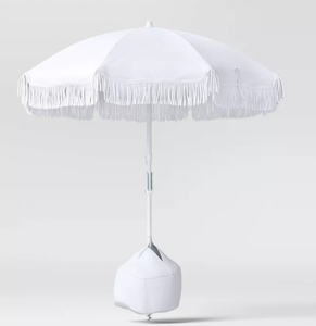 lot 126 image: 6 Outdoor Patio Beach Umbrella with Fringe - Sun Squad