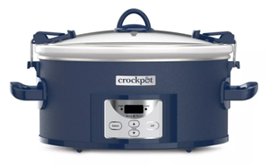 lot 216 image: Crock-Pot 7qt Cook & Carry One Touch Programmable Slow Cooker Poseidon Blue Locking Lid