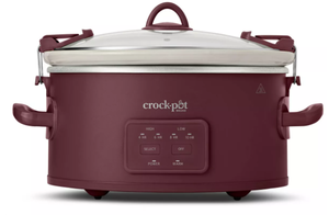 lot 218 image: Crock-Pot 6qt Cook & Carry Programmable Slow Cooker Ceramic Lambrusco Red 3 Settings
