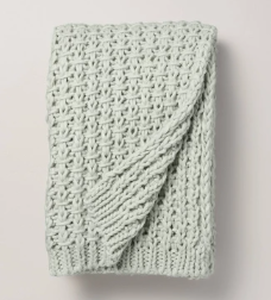 lot 301 image: Chunky Knit Throw Blanket Light Green - Hearth & Hand