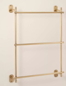 lot 302 image: Wall-Mounted Brass Ladder Towel Rack Antique Finish - Hearth & Hand