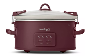 lot 306 image: Crock-Pot 6qt Cook & Carry Programmable Slow Cooker Ceramic Lambrusco Red 3 Settings
