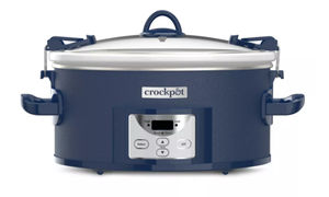 lot 312 image: Crock-Pot 7qt Cook & Carry One Touch Programmable Slow Cooker Poseidon Blue Locking Lid