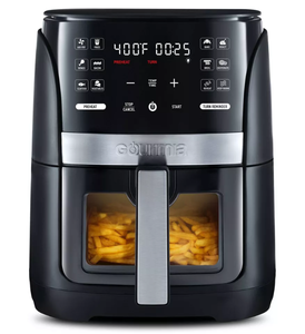 lot 317 image: Gourmia 6-Qt Digital Window Air Fryer with 12 Presets & Guided Cooking Black Stainless Steel