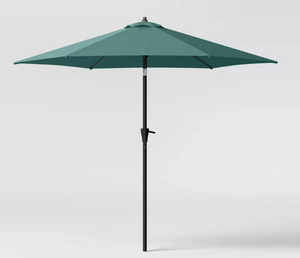 lot 407 image: 9 Round Outdoor Patio Market Umbrella with Black Pole - Threshold