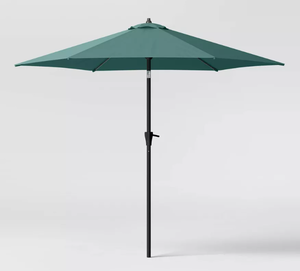 lot 408 image: 9 Round Outdoor Patio Market Umbrella with Black Pole - Threshold