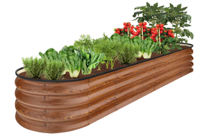 lot 410 image: Best Choice Products 8x2x1ft Outdoor Metal Raised Garden Bed, Oval Deep Root Planter Box