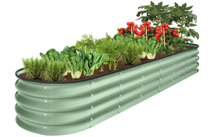 lot 412 image: Best Choice Products 8x2x1ft Outdoor Metal Raised Garden Bed, Oval Deep Root Planter Box
