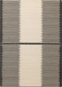 lot 413 image: Neutral Lines Outdoor Area Rug BeigeBlack - Threshold