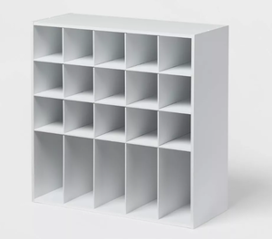 lot 434 image: 4 Tier Laminate Stackable Shoe Cubby White - Brightroom Shoe Rack Organizer, Holds 20 Pairs