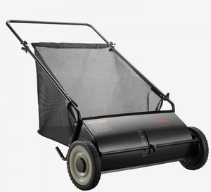 lot 265 image: VEVOR Push Lawn Sweeper, Leaf & Grass Collector, Strong Rubber Wheels & Heavy Duty Thickened Steel Durable to Use with Large Capacity 7 ft Mesh Collection Bag, 4 Spinning Brushes