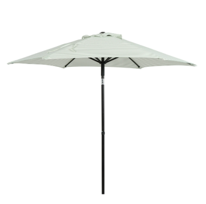 lot 266 image: Better Homes & Gardens 7.5 Green Ticking Stripe Push-Up and Tilt Patio Umbrella