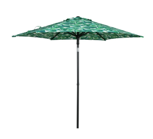 lot 297 image: Mainstays Outdoor 7.5 Foot Palm Print Round Push-up and Tilt Market Patio Umbrella
