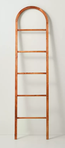 lot 342 image: 6 Arched Wood Throw Blanket Ladder Brown - Hearth & Hand