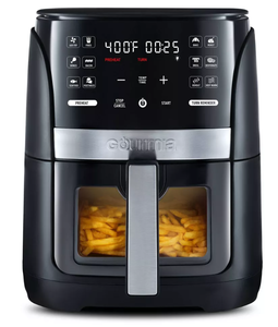lot 350 image: Gourmia 6-Qt Digital Window Air Fryer with 12 Presets & Guided Cooking Black Stainless Steel