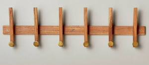 lot 355 image: LOT OF 2 - 26 Wood & Brass Hook Rail - Hearth & Hand with Magnolia