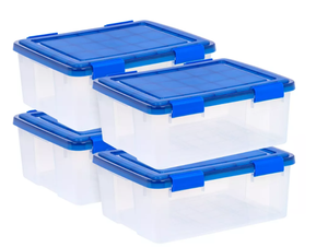 lot 360 image: IRIS WeatherPro Plastic Storage Bin with Lid. Pack of 5